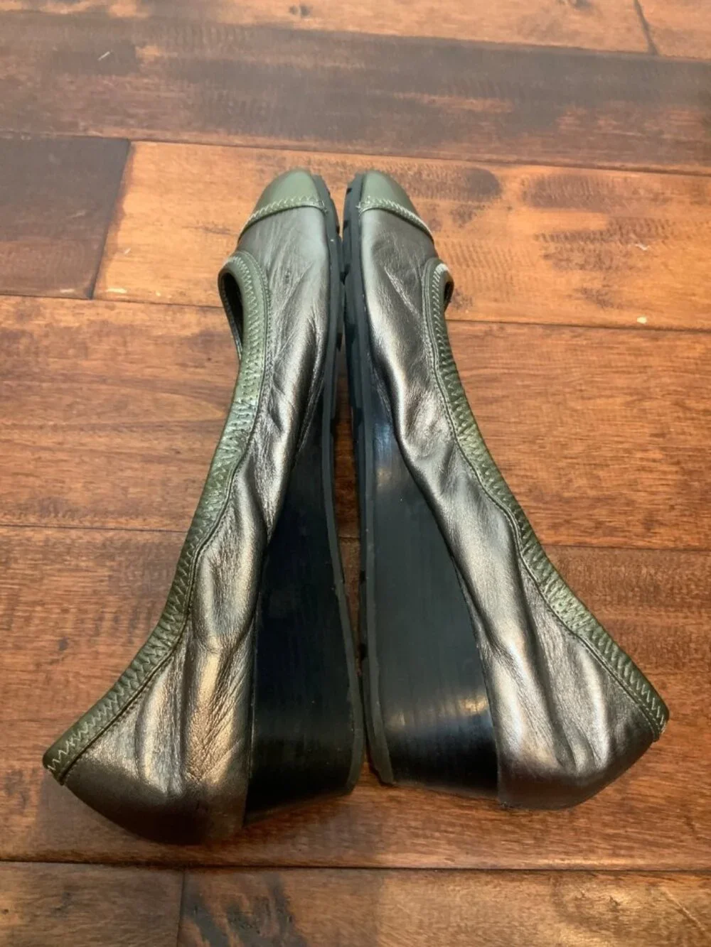 Cole Haan Silver Leather Toecap Wedge Heels, Size 8.5